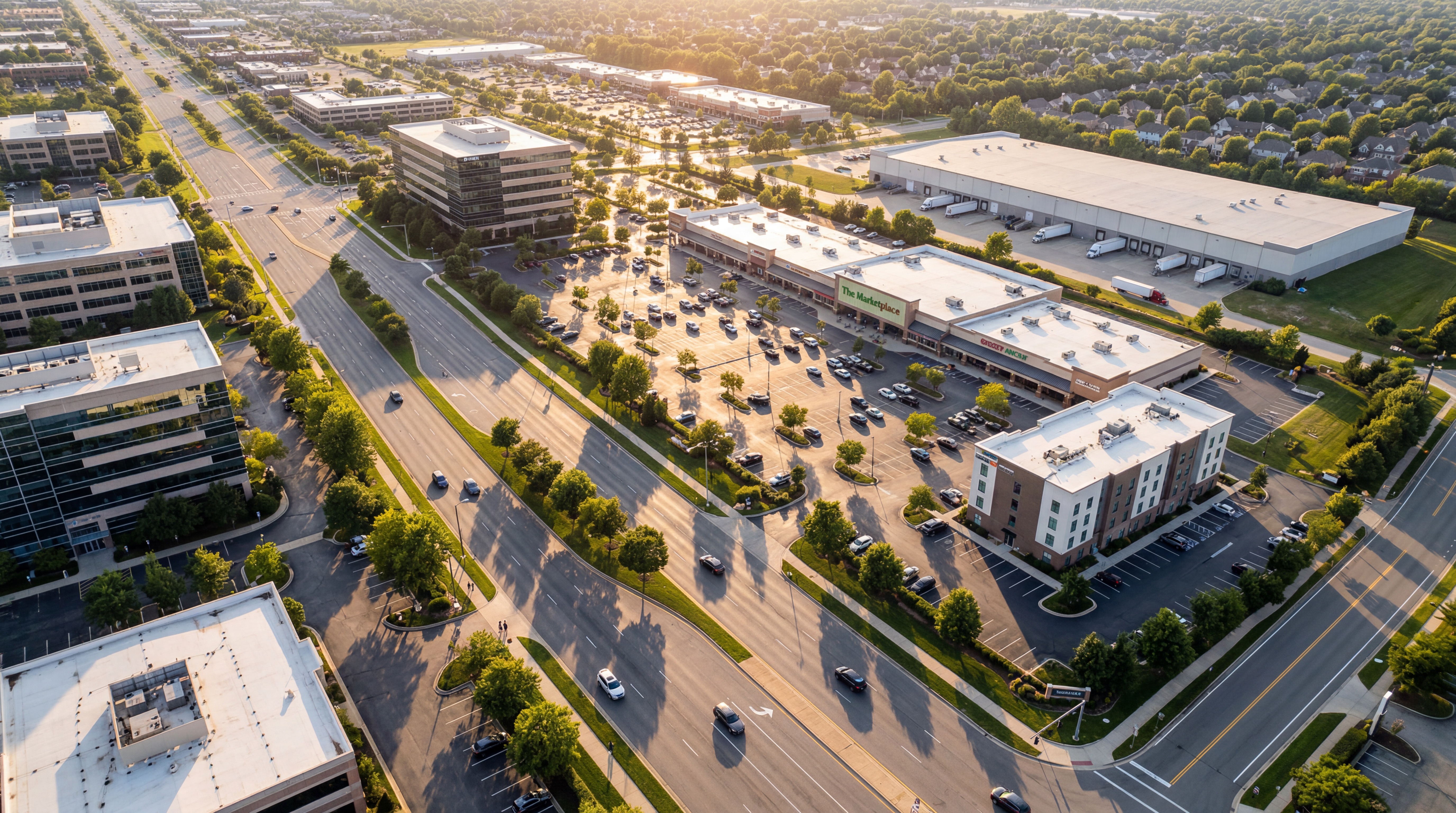 Commercial real estate aerial view